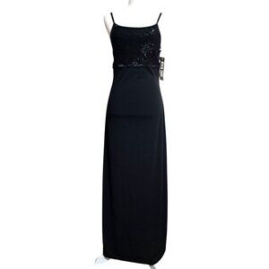 90s Byer Too Sz M Black Whimsey Goth Floral Metallic Bodice Floor Length‎ Formal